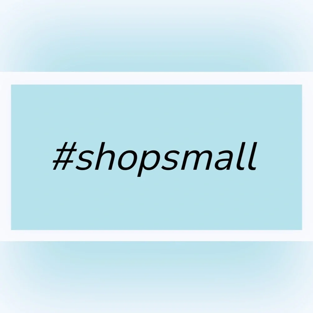 50 STICKERS - 2” x 1” - ‘#SHOPSMALL’ - BLUE